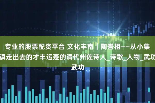 专业的股票配资平台 文化丰南｜陶誉相——从小集镇走出去的才丰运蹇的清代州佐诗人_诗歌_人物_武功
