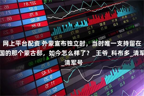 网上平台配资 外蒙宣布独立时，当时唯一支持留在中国的那个蒙古部，如今怎么样了？_王爷_科布多_清军号