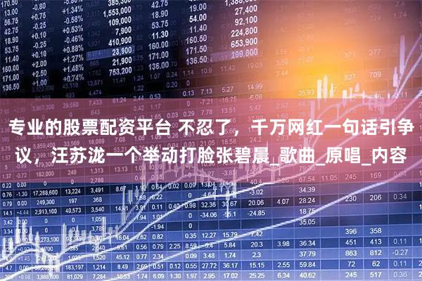 专业的股票配资平台 不忍了，千万网红一句话引争议，汪苏泷一个举动打脸张碧晨_歌曲_原唱_内容