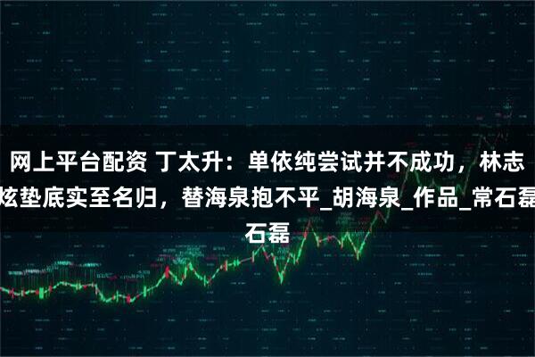 网上平台配资 丁太升：单依纯尝试并不成功，林志炫垫底实至名归，替海泉抱不平_胡海泉_作品_常石磊