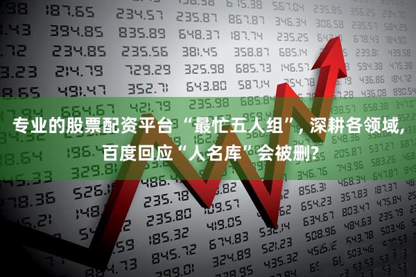 专业的股票配资平台 “最忙五人组”, 深耕各领域, 百度回应“人名库”会被删?